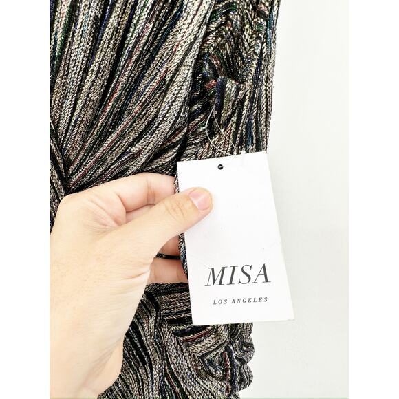 MISA Ava Metallic High-Low Midi Dress Size M NWT - Picture 5 of 6